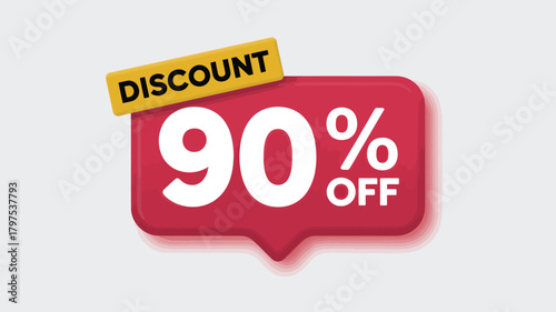 90 off discount tag red vector price label for special offers isolated on white background