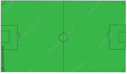 Simple Green Football Soccer Pitch Field Layout Top View Isolated on White