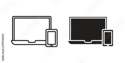 Laptop and Mobile icon for mobile app, editable designs