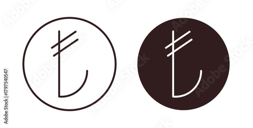 Lira sign icon for mobile app, editable designs