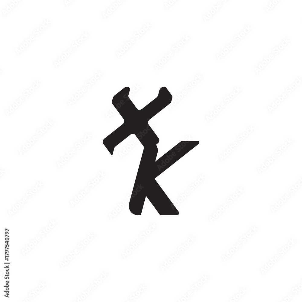 Fototapeta premium XK Alphabet Unique minimalist overlaping Monogram Simple Design Initial Bold Logo