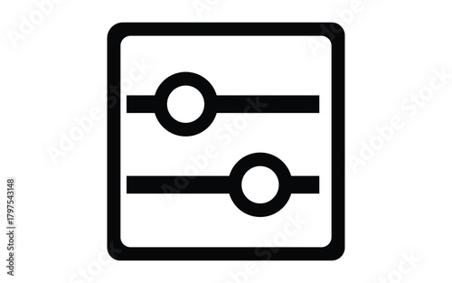 Black and white slide control icon for adjust settings and preferences option