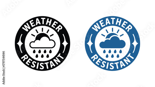 Weather resistant icon vector illustration of a cloud with rain and sun isolated on white background
