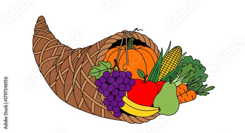Cornucopia of Harvest Bounty A Thanksgiving Symbol of Abundance and Gratitude