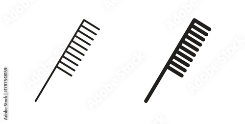 Hair brush icons with simple flat and thin stroke style