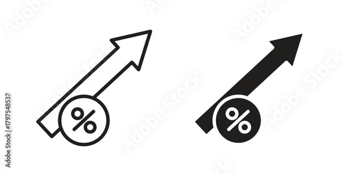 High percentage icons with simple flat and thin stroke style