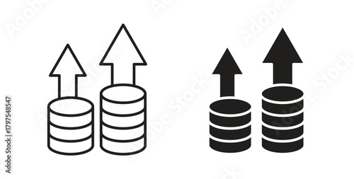 High revenue icons with simple flat and thin stroke style