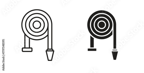 Hose icons with simple flat and thin stroke style