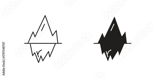 Iceberg icons with simple flat and thin stroke style