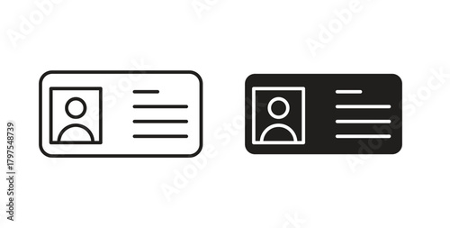 ID card icons with simple flat and thin stroke style