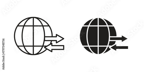 Import export icons with simple flat and thin stroke style