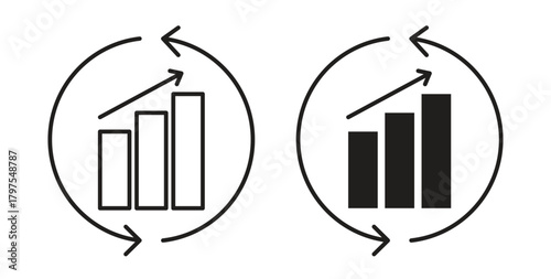 Improvement icons with simple flat and thin stroke style