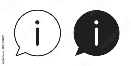 Information icons with simple flat and thin stroke style