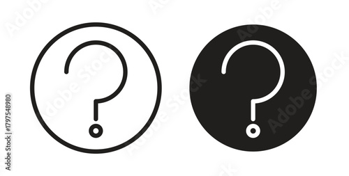 Interrogation icons with simple flat and thin stroke style