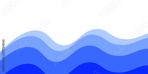 Seamless sea waves layered vector background. Blue ocean waves. Water wave pattern design.
