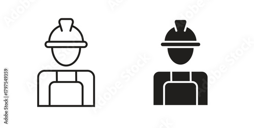Labour icons with simple flat and thin stroke style