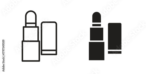 Lip balm icons with simple flat and thin stroke style