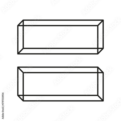 Abstract rectangle boxes. Three dimensional element. Outline Vector forms. Geometric perspective shape.