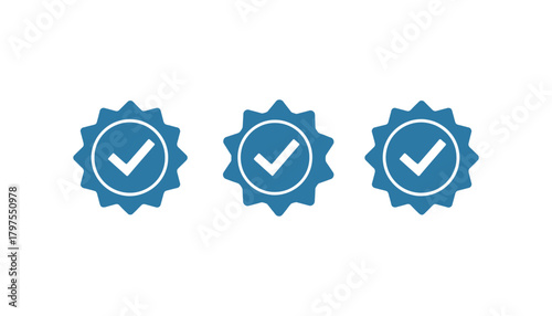 Verified badge vector check mark icon symbol blue illustration