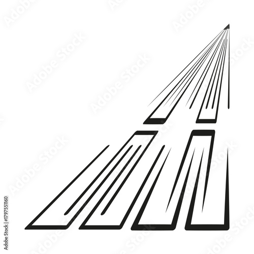 Speed perspective lines. Dynamic motion concept. Black acceleration Vector. Forward movement graphic.