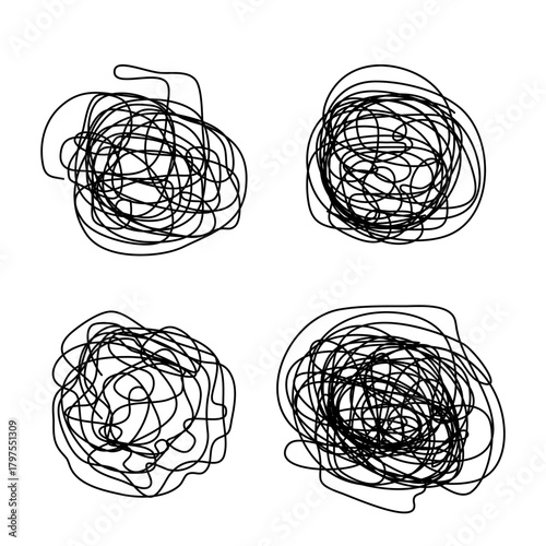 Tangled scribble logo icon sign Hand drawn ink sketch Decorative scrapbooking element Doodle abstract design style Fashion print for clothes greeting invitation card flyer banner poster cover book ad