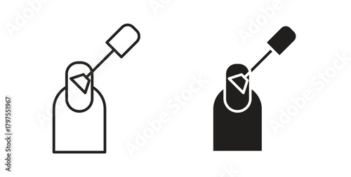 Manicure icons with simple flat and thin stroke style