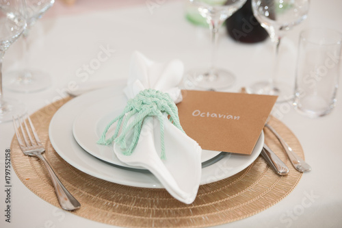 Table setting with personalized name on a card