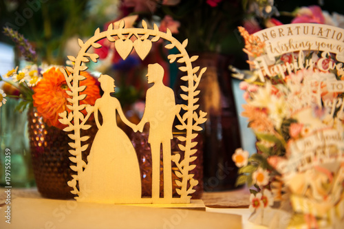 Wedding table decoration made from wood