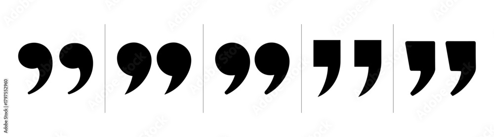 Fototapeta premium Quotation marks icon set vector collection black symbol illustration on transparent background