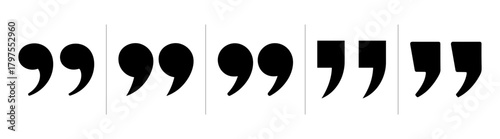 Quotation marks icon set vector collection black symbol illustration on transparent background