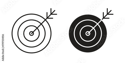 Objectives icons with simple flat and thin stroke style