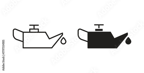 Oil can icons with simple flat and thin stroke style
