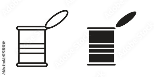 Open tin can icons with simple flat and thin stroke style