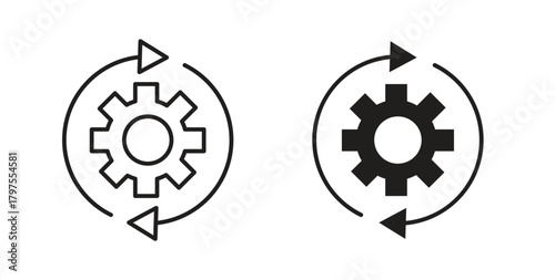 Optimization icons with simple flat and thin stroke style