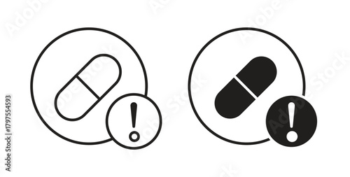 Overdose icons with simple flat and thin stroke style