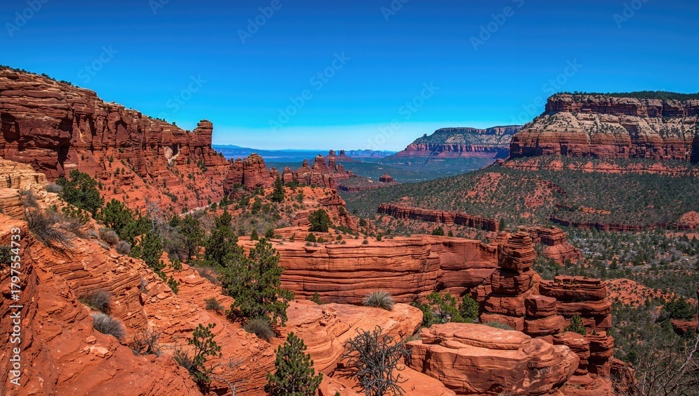 Fototapeta premium Sedona's dramatic red rock formations, erosion risk
