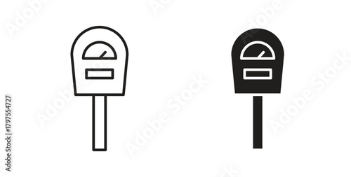 Parking meter icons with simple flat and thin stroke style