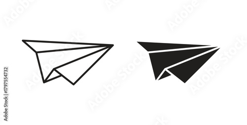 Paper plane icons with simple flat and thin stroke style