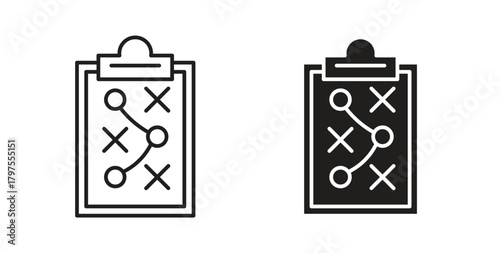 Planning icons with simple flat and thin stroke style
