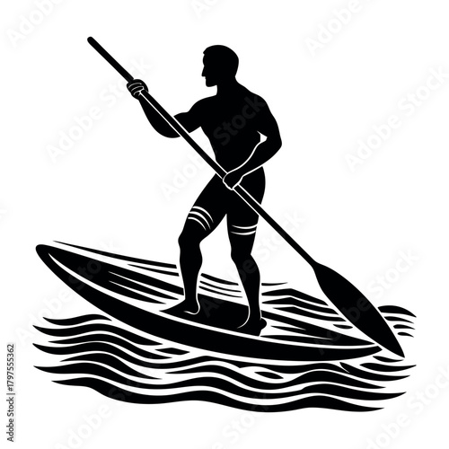 Man paddleboarding silhouette