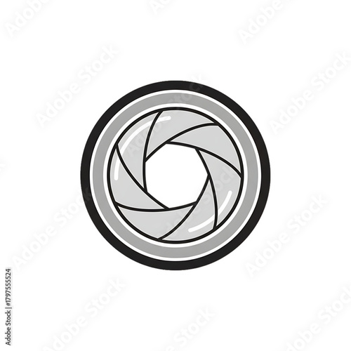 Camera lens aperture symbolizing photography and focus.
