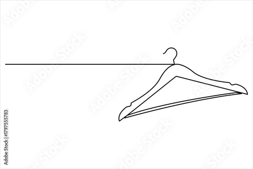 Continuous one line art drawing of clothes hangers icon in minimalist design isolate outline vector illustration