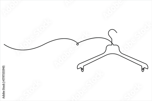 Continuous one line art drawing of clothes hangers icon in minimalist design isolate outline vector illustration