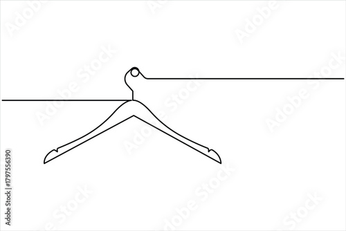 Continuous one line art drawing of clothes hangers icon in minimalist design isolate outline vector illustration