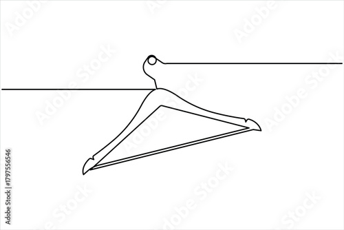 Continuous one line art drawing of clothes hangers icon in minimalist design isolate outline vector illustration