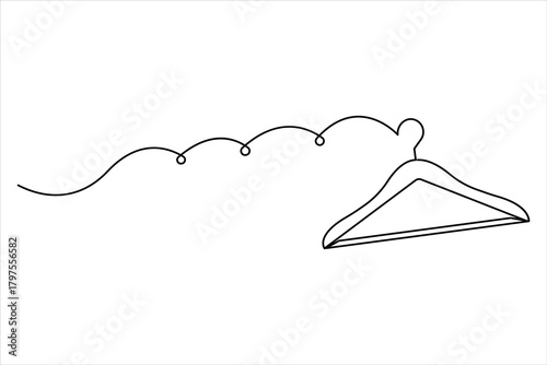 Continuous one line art drawing of clothes hangers icon in minimalist design isolate outline vector illustration