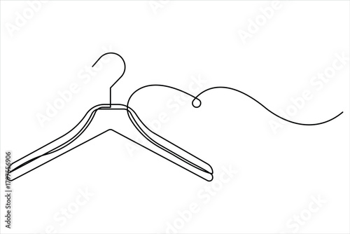 Continuous one line art drawing of clothes hangers icon in minimalist design isolate outline vector illustration