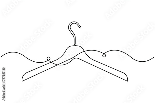 Continuous one line art drawing of clothes hangers icon in minimalist design isolate outline vector illustration