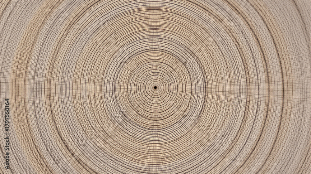 Fototapeta premium Concentric growth rings of a tree trunk showing a detailed natural pattern.