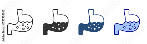 Stomach Icon Set. Designed In Multi Style